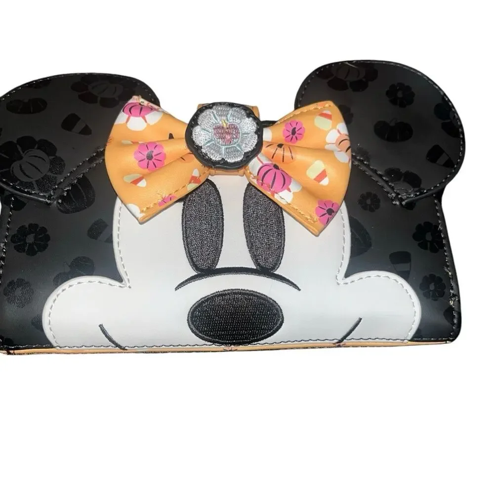 Loungefly Disney Minnie Mouse Pastel Floral Pumpkins Halloween Wallet - NWT